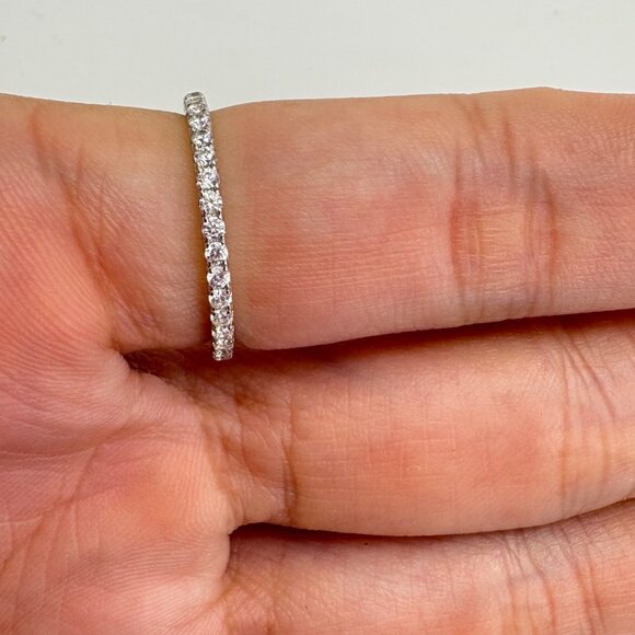 Sterling Silver 925 Cubic Zirconia Eternity Band 2.5mm Stackable Ring Size 7 - Picture 6 of 9